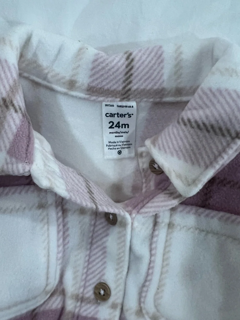 Carter's Pink Plaid Shacket with Mauve Leggings - Picture 3 of 5